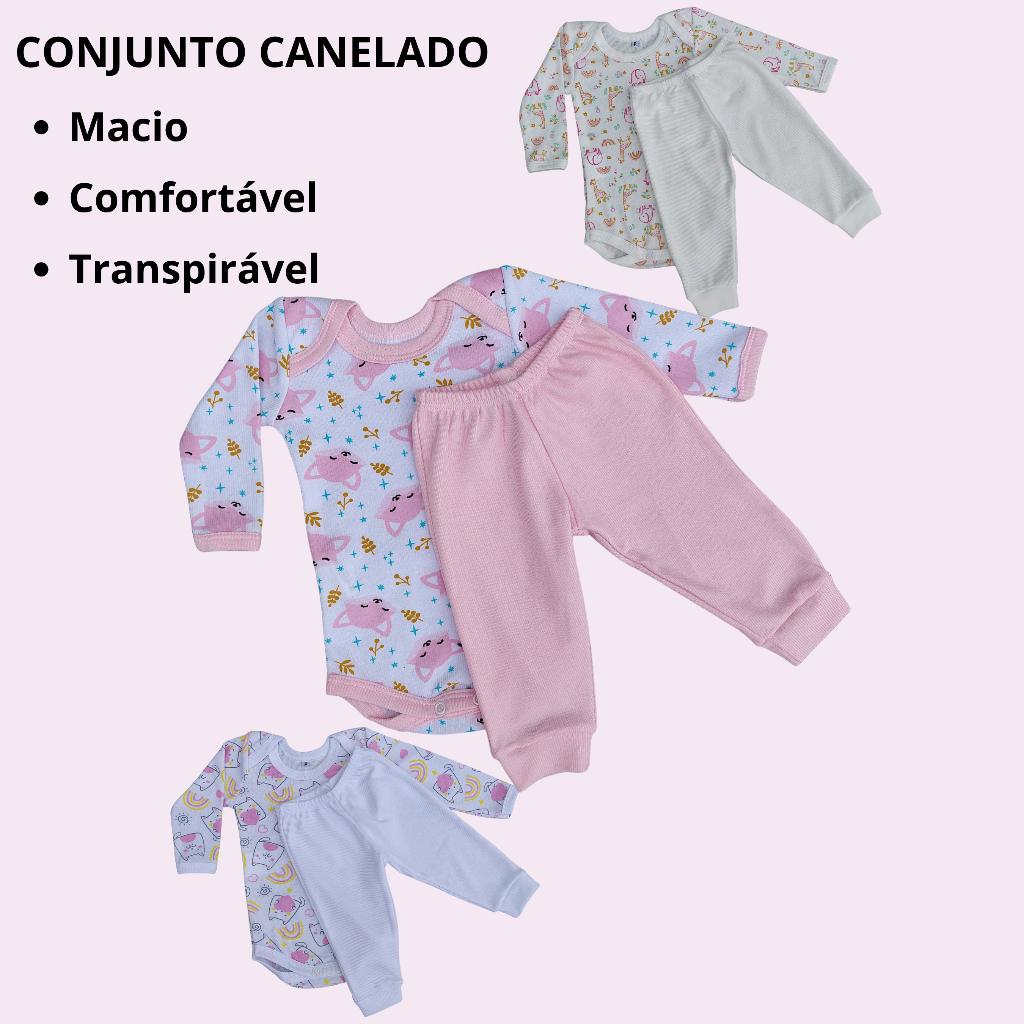 Kit 6 Pçs Roupa De Bebe Conjunto De Body Bebê Manga Longa Masculino Feminino Roupa Infantil
