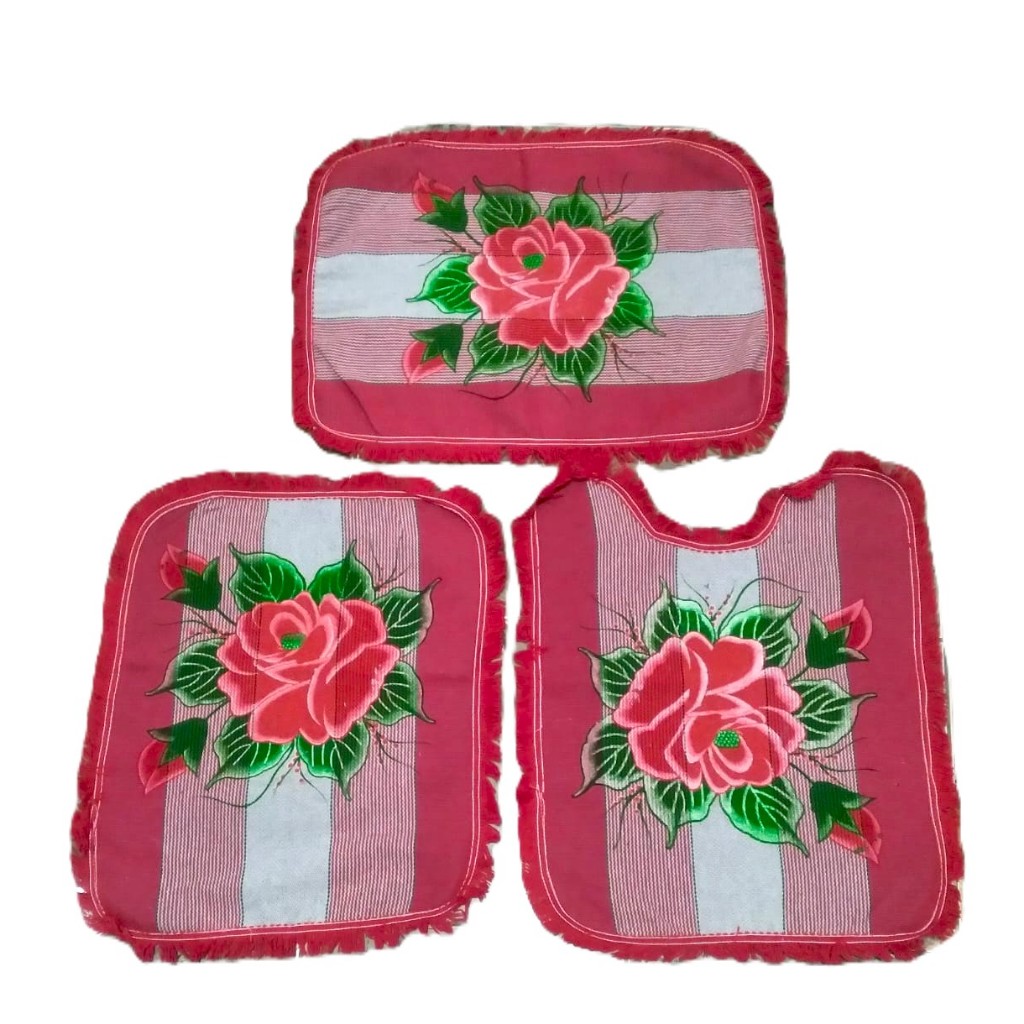 Tapete de Banheiro jogo com 3 Peças kit banheiro Conjunto Decorativo Algodão