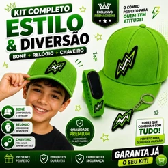 KIT OS ROSA COMPLETO Boné + Relógio + Chaveiro Infantil Emily Vick |Void