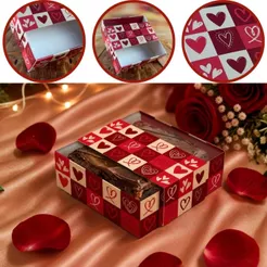 10 CAIXA BROWNIE DIA DOS NAMORADOS CORAÇÕES COM CELOFANE 7X7X2,5cm 5500 (IDEIA NAMORADOS 2025)