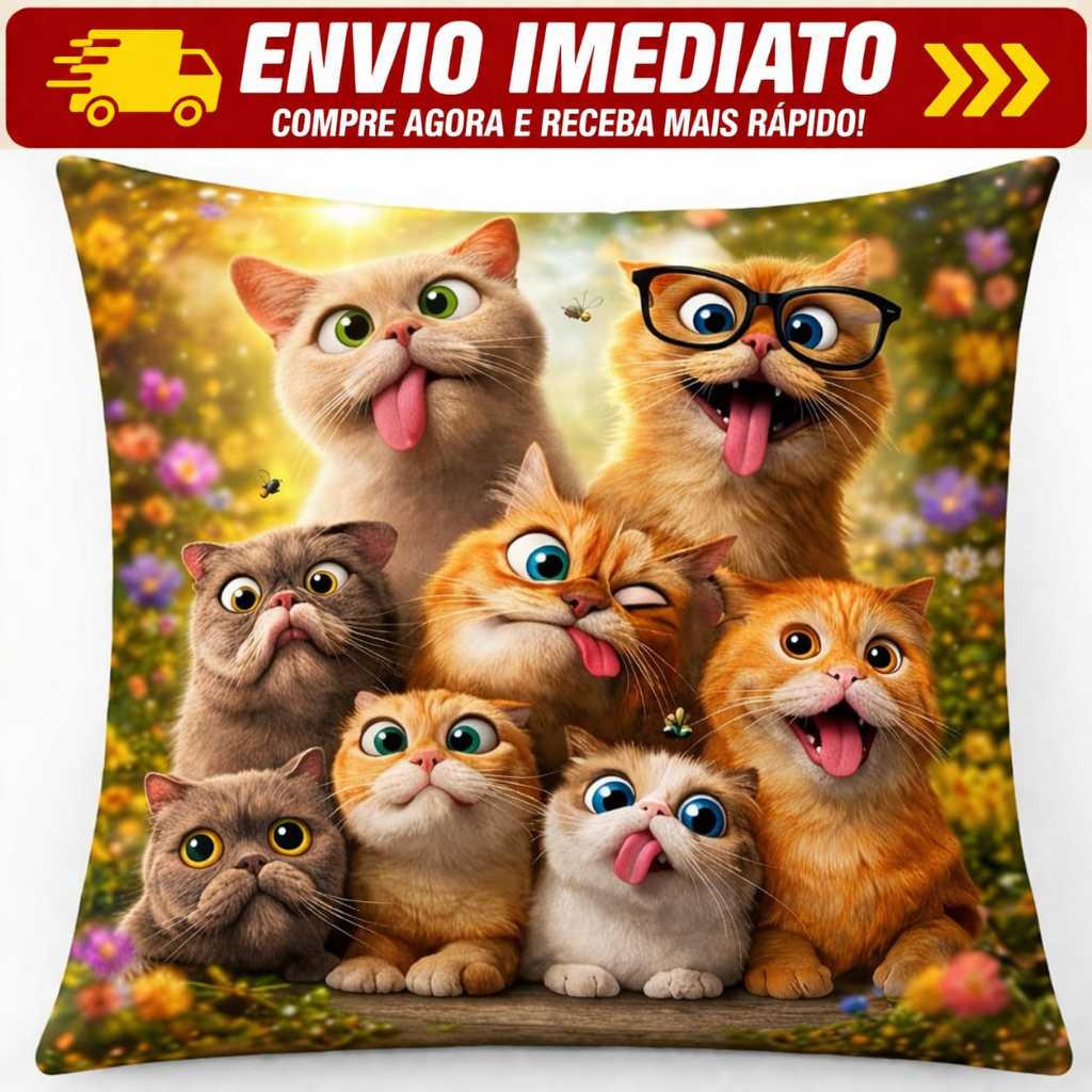 CAPA ALMOFADA ANIMALZINHO GATINHOSCACHORRINHOS ENGRAÇADOS