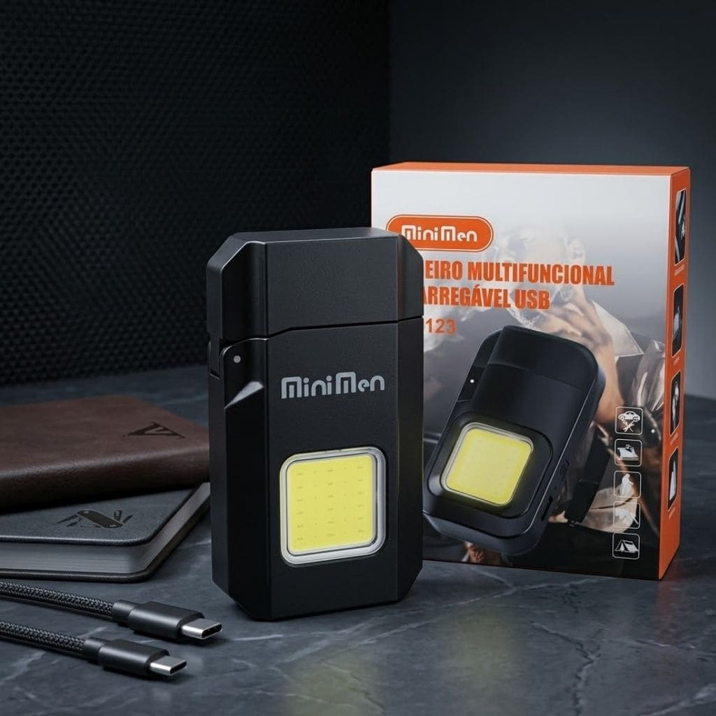 Isqueiro Eletrônico USB Recarregável À Prova De Vento Com Led Display Bateria Maçarico Elétrico Luxo