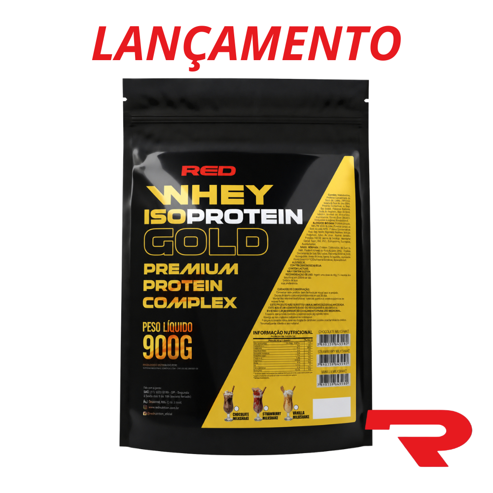 Whey Protein Isolado e Concentrado 24g Proteína Dose de 40g Isoprotein Gold 900g  Red Series