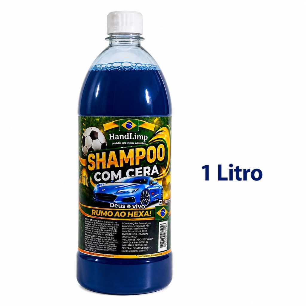 SHAMPOO AUTOMOTIVO CONCENTRADO COM CERA DE CARNAÚBA 1L RENDE 50L ALTO RENDIMENTO
