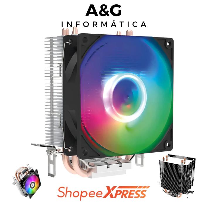 Air Cooler para CPU Mymax 100w TDP MX200 RGB 92mm Intel/AMD Gabinete Gamer