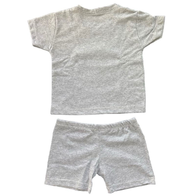 Conjunto Infantil Cinza Coelhinho Estiloso Bebê Menino Menina Camiseta + Shorts Roupa Confortável Algodão