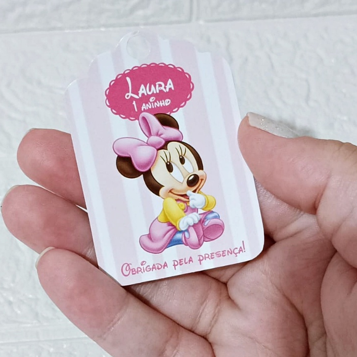 TAG AGRADECIMENTO PERSONALIZADA MINNIE BABY / LEMBRANCINHA ANIVERSÁRIO MÊSVERSÁRIO