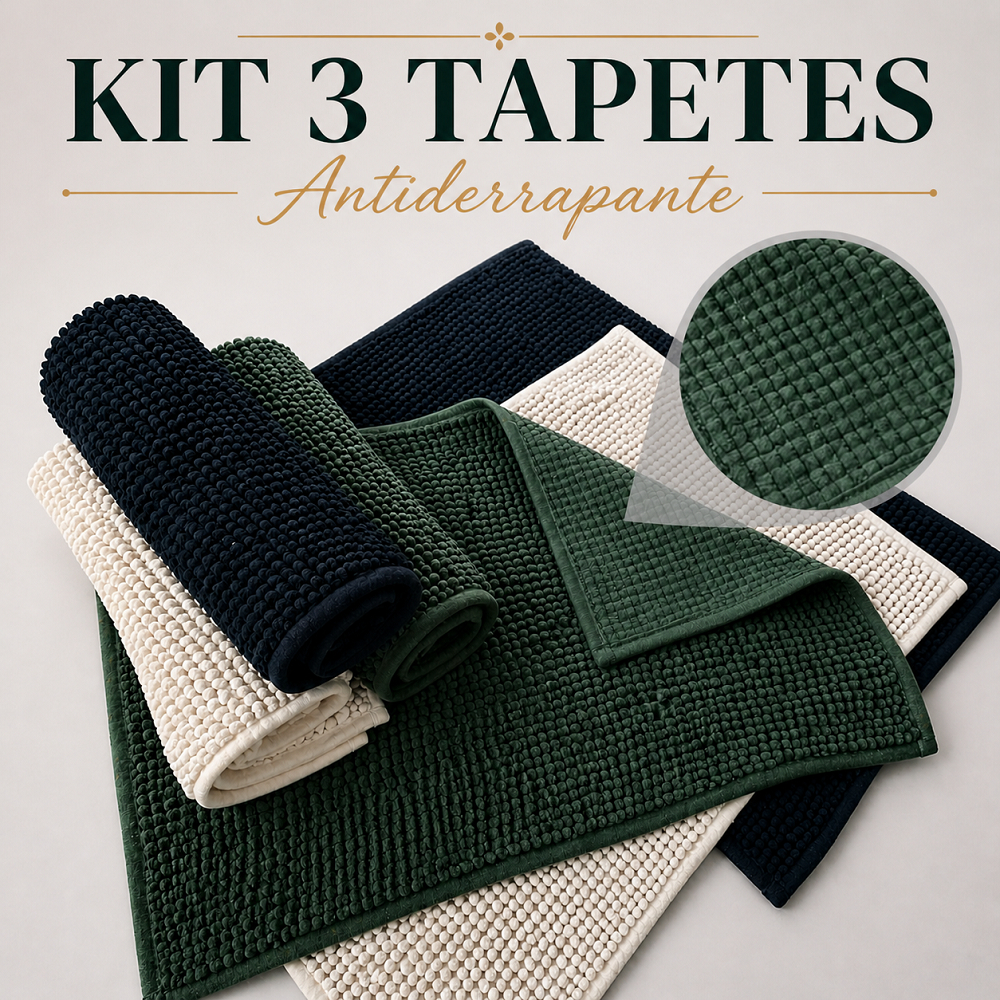 Kit 3 Tapete Banheiro Antiderrapante Macio Tapete Bolinha 40x60 Alta Absorção Protege Absorve