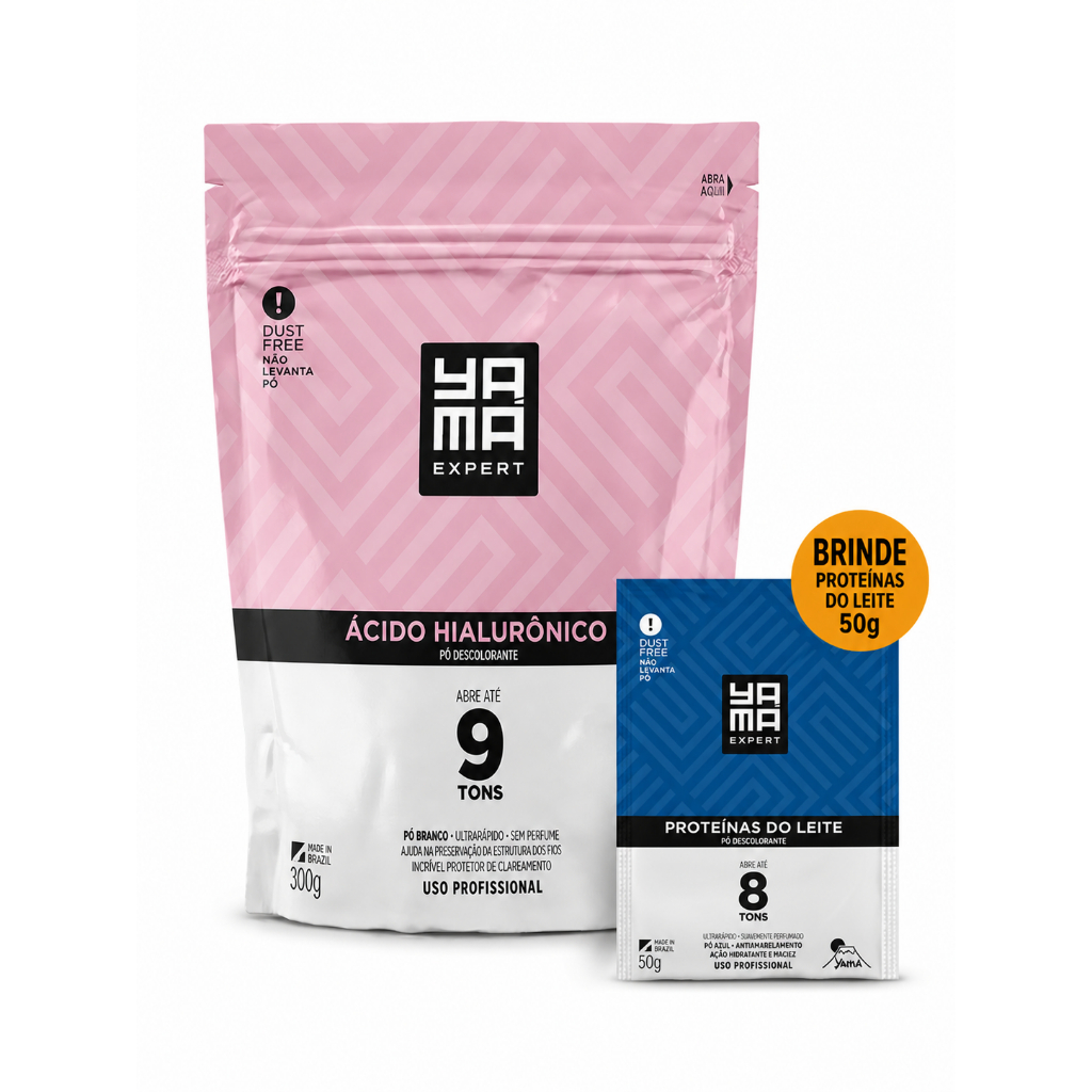 Kit com 3un Pó Descolorante Ácido Hialurônico Yamá Refil - 300g