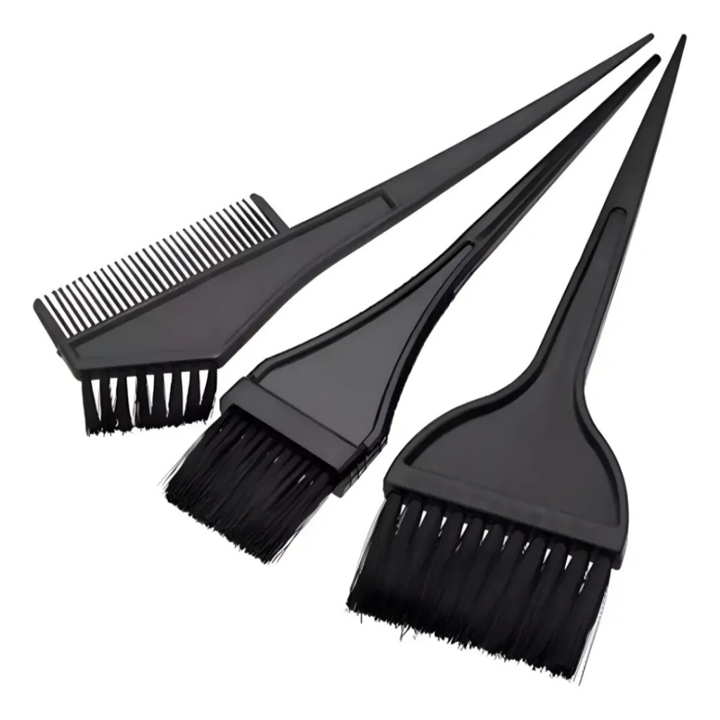 Kit 3 Pincel Pente Para Pintar Pintura Tingir Cabelo Barbas Preto