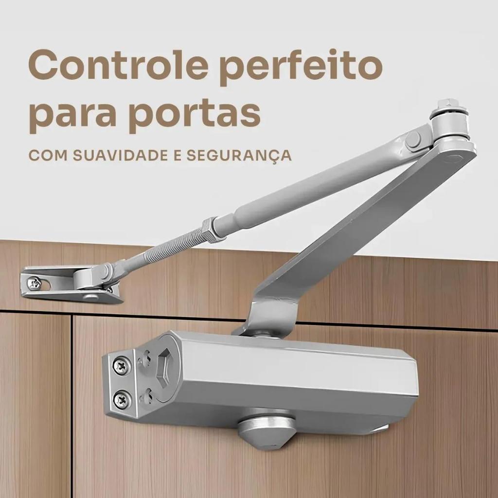 Mola Aerea Para Porta Silenciosa Universal Fechador Hidraulico Regulavel 25-85kg Reforçada