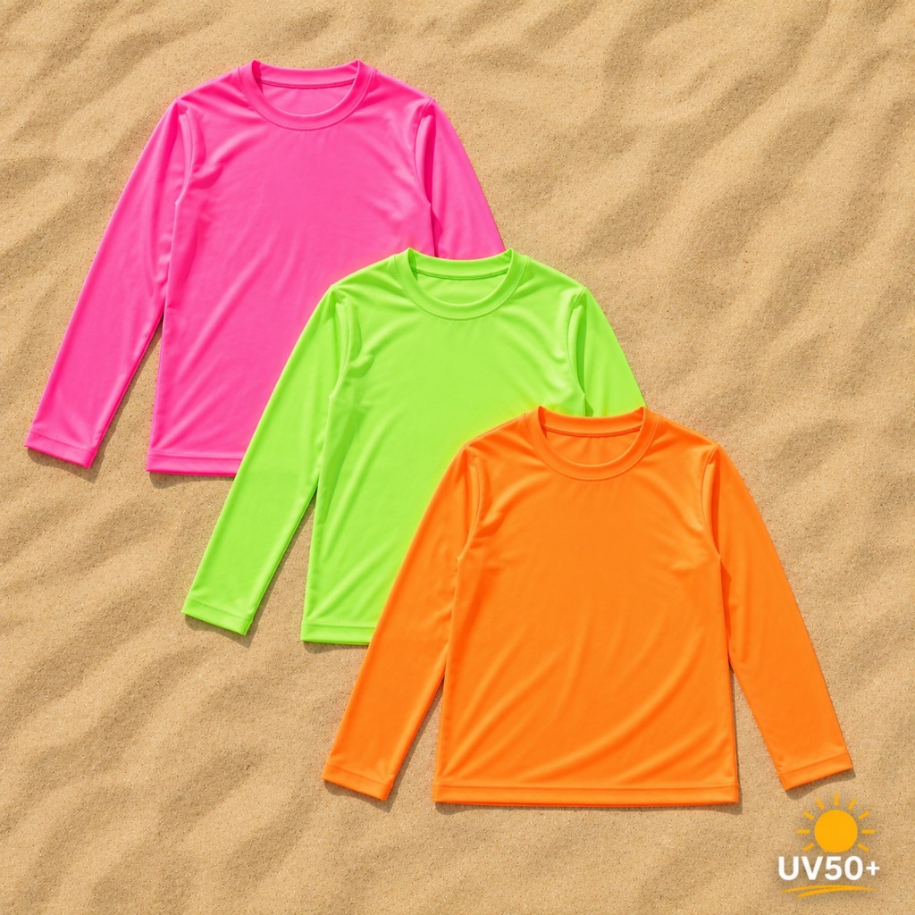 Camisa UV Infantil Térmica Manga Longa Proteção UV50+ Secagem Rápida Praia Piscina Menino ou Menina