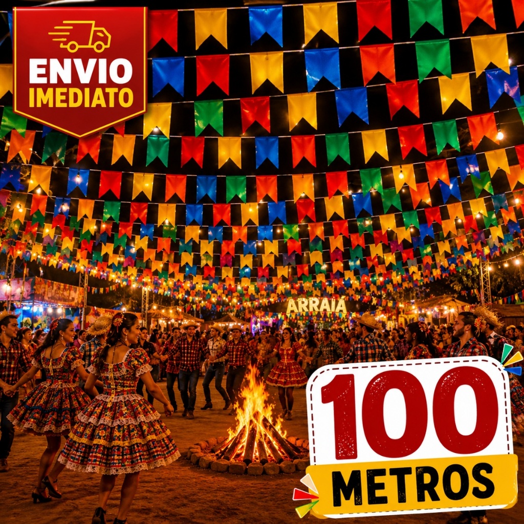 Kit 10/20/30/50/100 Bandeirinhas Festa Junina Plástico Decoração São João Bandeirola Colorida Arraia