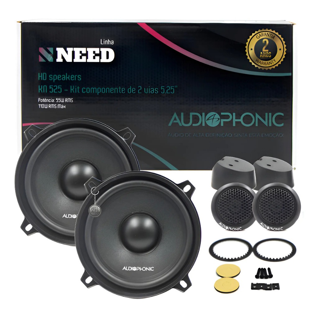 Alto Falante Kit 2 Vias Audiophonic Kn 525 Need 5 Polegadas