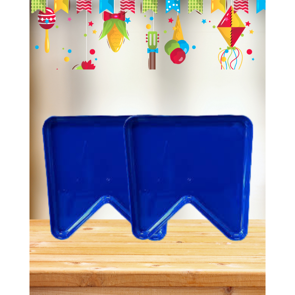 Kit 2 bandejas Petisqueiras Plásticas Bandeira Bandeirinha Arraial Festa Junina Azul 2cmx23 cm
