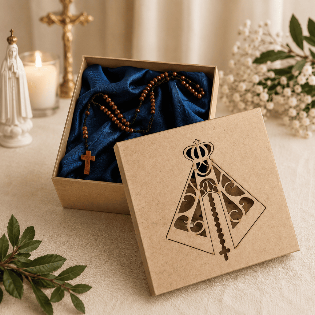 Caixa em MDF Decorada Nossa Senhora Aparecida Padroeira do Brasil 15x15x5 Presente Religioso Fé Católica