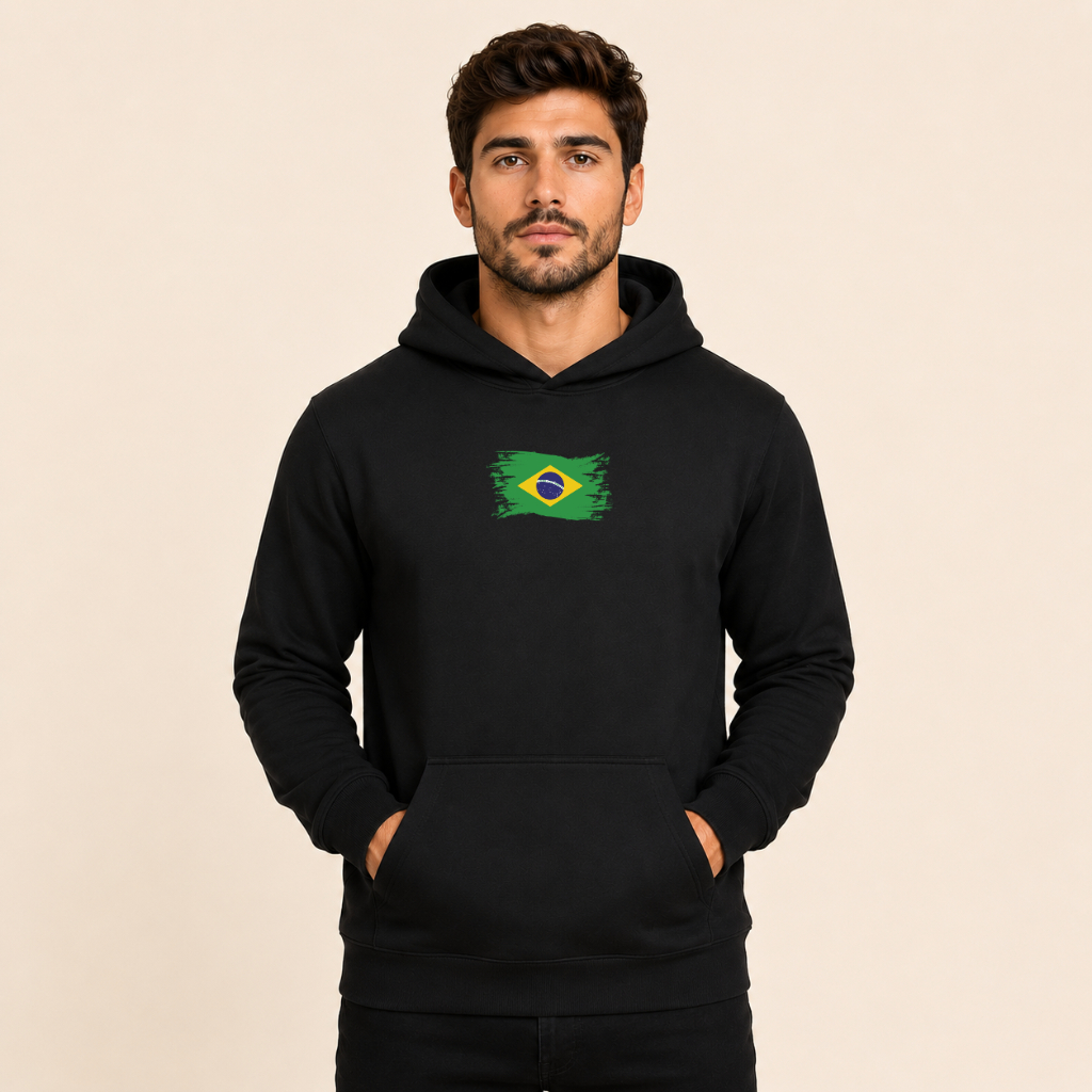 Moletom Canguru Estampado Bandeira Brasil Estiloso 100% Algodão Promoção