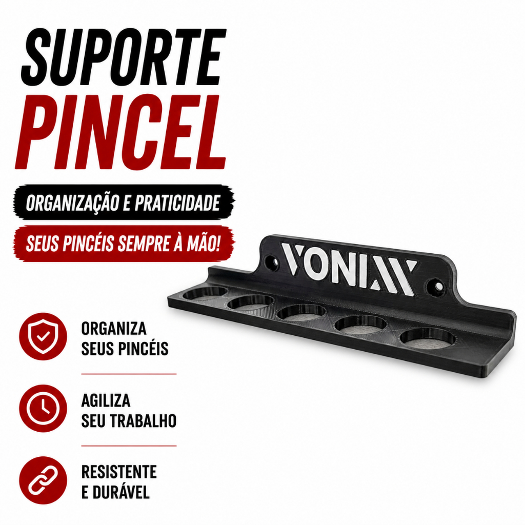 Suporte de Parede Organizador para 6 Pinceis de Estética Automotiva