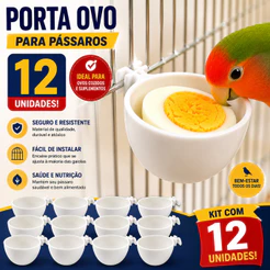 Kit com 12 Porta Ovo Branco Para Gaiolas De Pássaros 12 Unidades