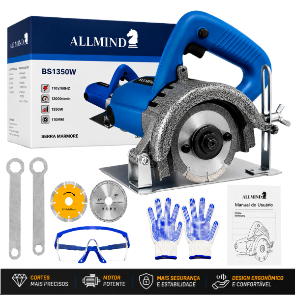 Serra Marmore Tipo Makita Profissional 2 Discos Madeira Piso Com Acessorios 1350w