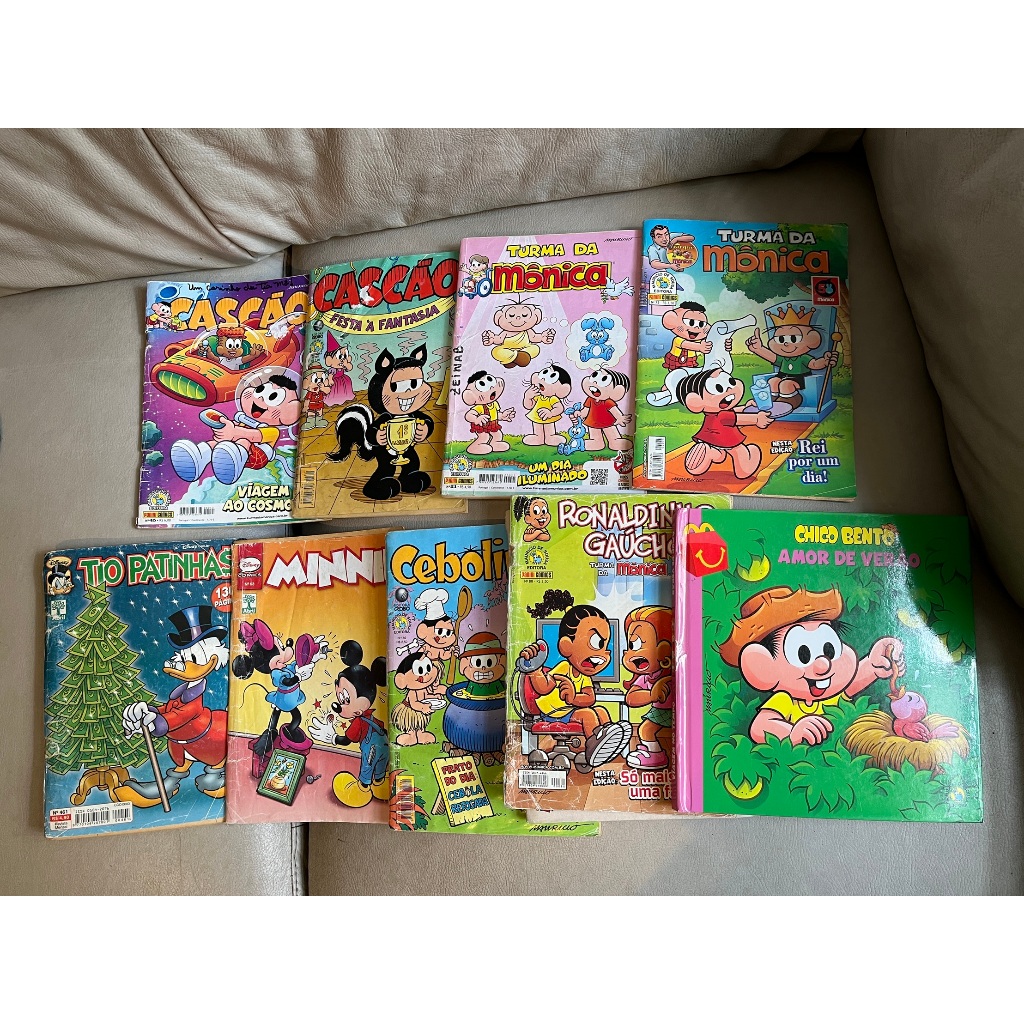 lote gibis Turma da Mônica Cascão Chico Bento Ronaldinho e Tio Patinhas e Minnie