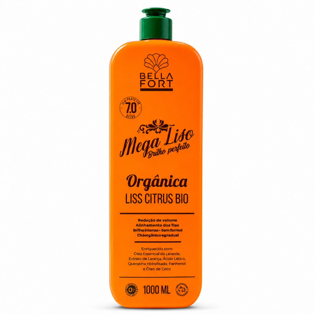 Progressiva Orgânica Mega Liso Liss Citrus Bio Bella Fort Hair Sem Formol Redução De Volume Efeito Liso