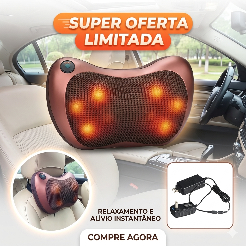 Massageador Pescoço Lombar Almofada Shiatsu Relaxante Bivolt Termoterapia Elétrica Pés Costas Corpo Infravermelho Top