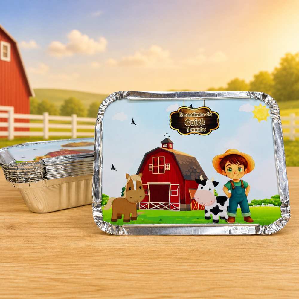 Marmita Fazendinha Menino Personalizada | Lembrancinha de Festa | Aniversário | Marmita Personalizada | Festa Infantil