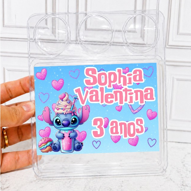 (JÁ CORTADOS)Rótulos adesivo para marmitinha STITCH CONFEITEIRO / Marmitinha bolo e três docinhos