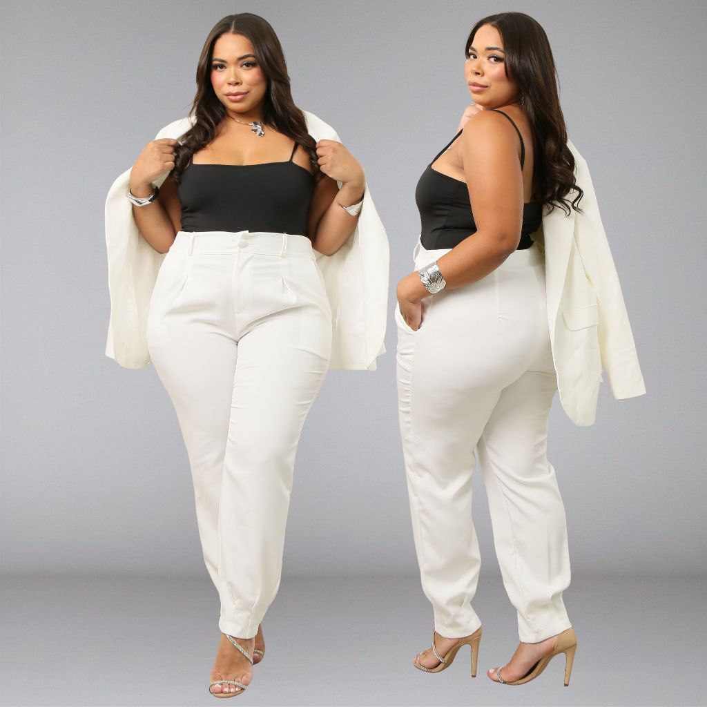Kit 2 Calças Alfaiataria Feminina Plus Size Cintura Alta Elegante Social Casual G1, ao, G3 — imagem 2 de 2