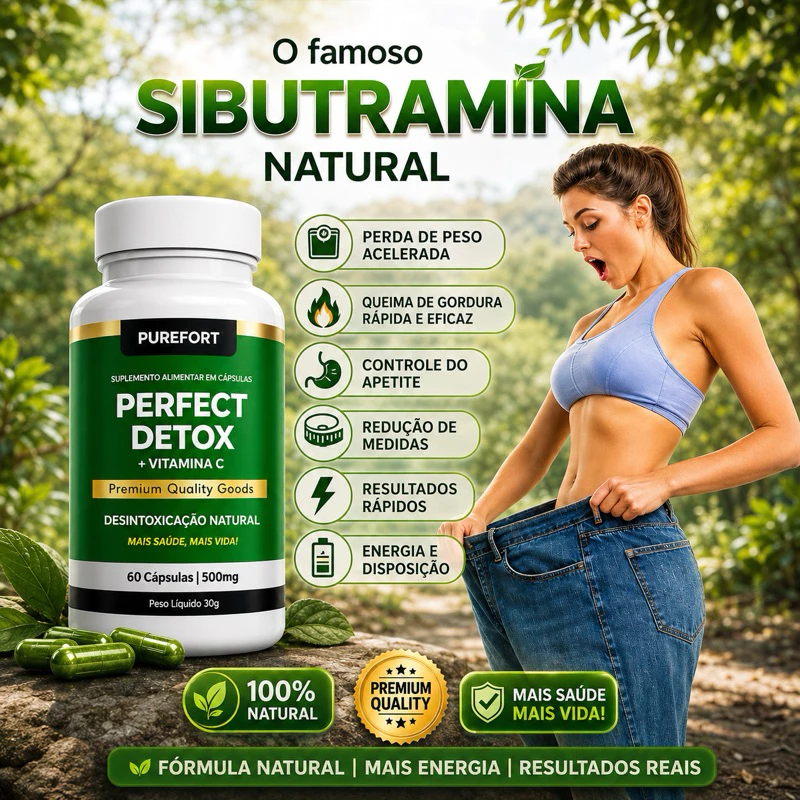 Detox Natural Composto de Fibras+Vitaminas C+Extratos Perfect Detox Purefort Original — imagem 1