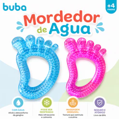 Mordedor de água Buba Bebê Gelado Refrigerável Menino e Menina Azul e Rosa