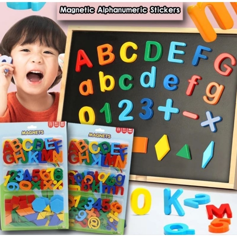 Kit Educativo 87 Peças Letras Números Formas Geométricas Magnético Colorido Infantil Brinquedo Educativo Montessori