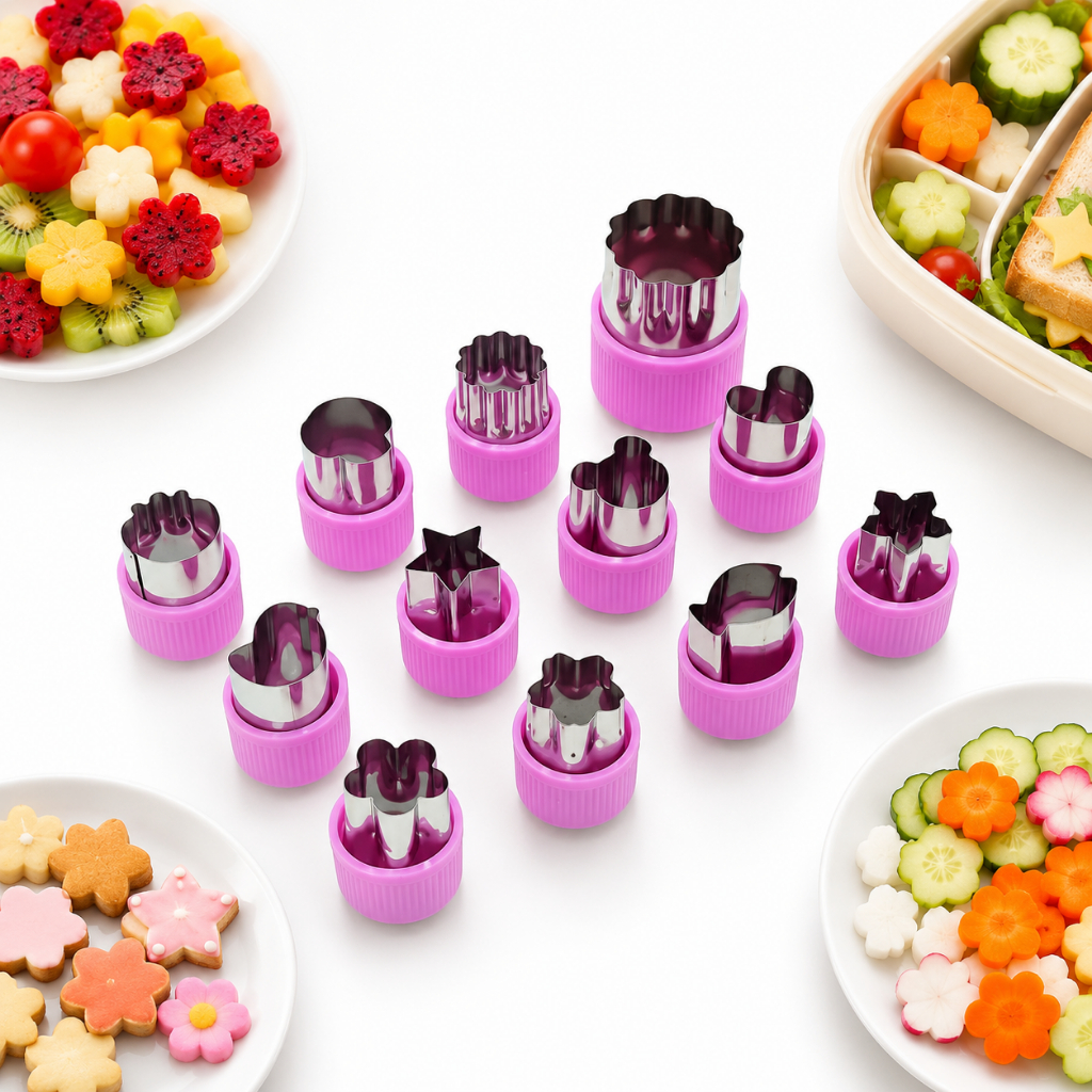 Kit 12 Cortadores de Frutas Legumes e Massa em Aço Inox