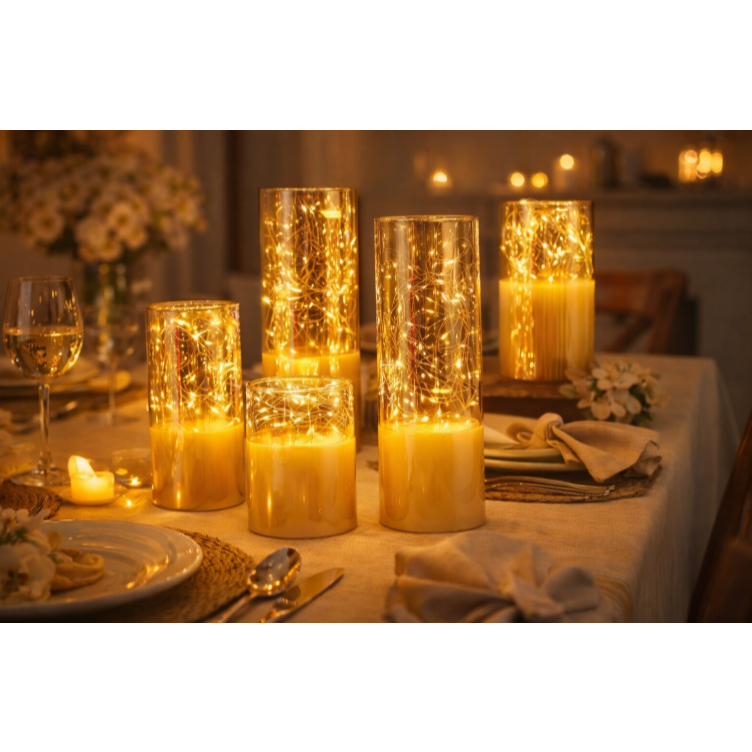 Vela LED Decorativa Dia Dos Namorados Fio de Fada Luminária Vidro Âmbar Alta Qualidade