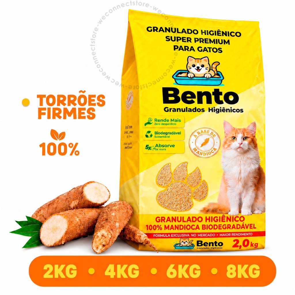 Areia Higiênica Biodegradável Mandioca Grão Grossos  2 a 8 KG Natural Ecológica Gatos