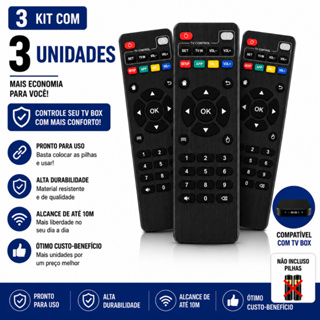 KIT Controle Remoto Para Tv Botões Inteligentes Box