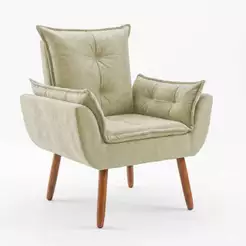 Poltrona Reforçada Opalla Pés Palito Decoração Para Recepção e Sala de Espera