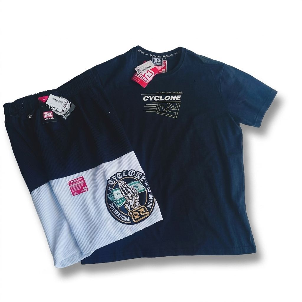 Kit Bermuda Cyclone  Veludo 2026 + Camiseta Preta Cyclone