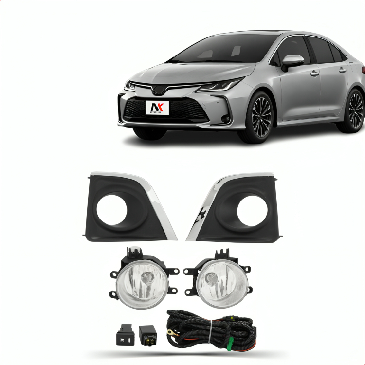 Kit Farol Milha Corolla 2014 2015 2016 2017 Grade E Aro Cromado