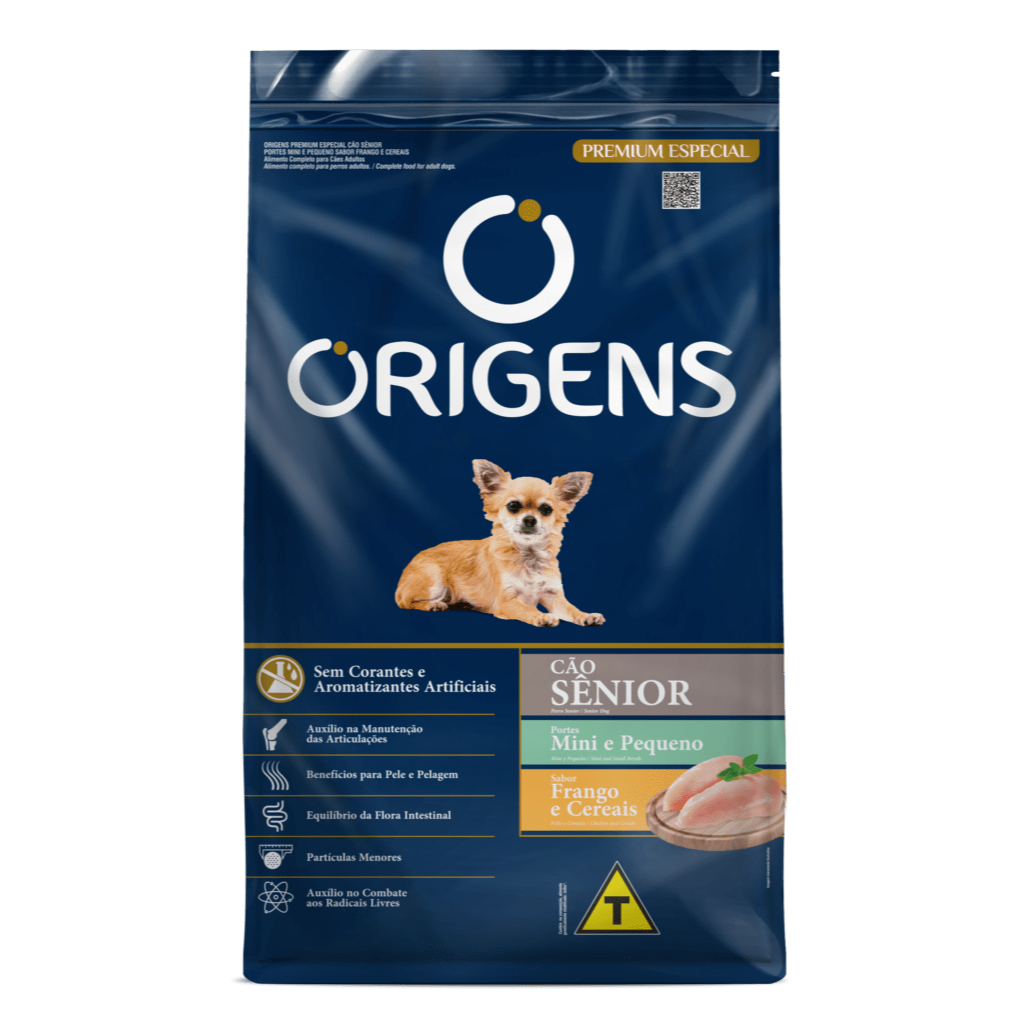 GRANEL DE Ração Origens Cães Sênior Portes Mini Pequeno Frango Cereais Fracionada 1kg Premium Especial