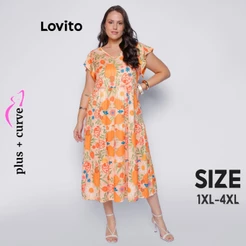 Lovito Vestido Midi Plus Size DRB489BRL519