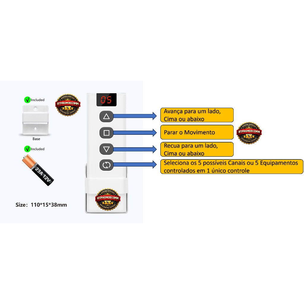 Interruptor de cortina inteligente wi-fi 5 em 1, controle elétrico de porta e persiana rolante tuya, 433mhz, 5 Canais