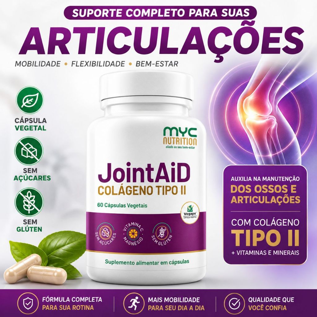 Colágeno Tipo 2 60 Cápsulas Magnésio Vitamina C Sem Glúten