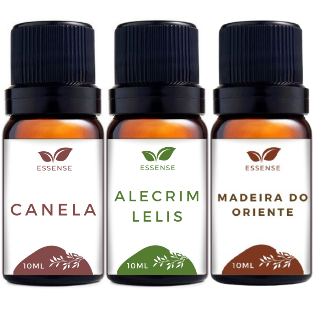 3 Essências Canela Alecrim Lelis Madeira do Oriente Aromatizador Difusor Óleo Essencial Umidificador