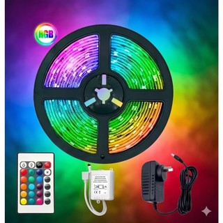 Fita Led Rgb Rolo 5 Metros 300 Leds Ip65 C/ Controle Fonte 2835 16 Cores Com Controle