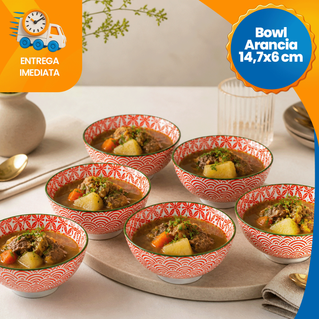 Kit de Tigelas de Cerâmica Decorado Cumbuca Vasilha 6 Peças Sofisticado Bowl de
