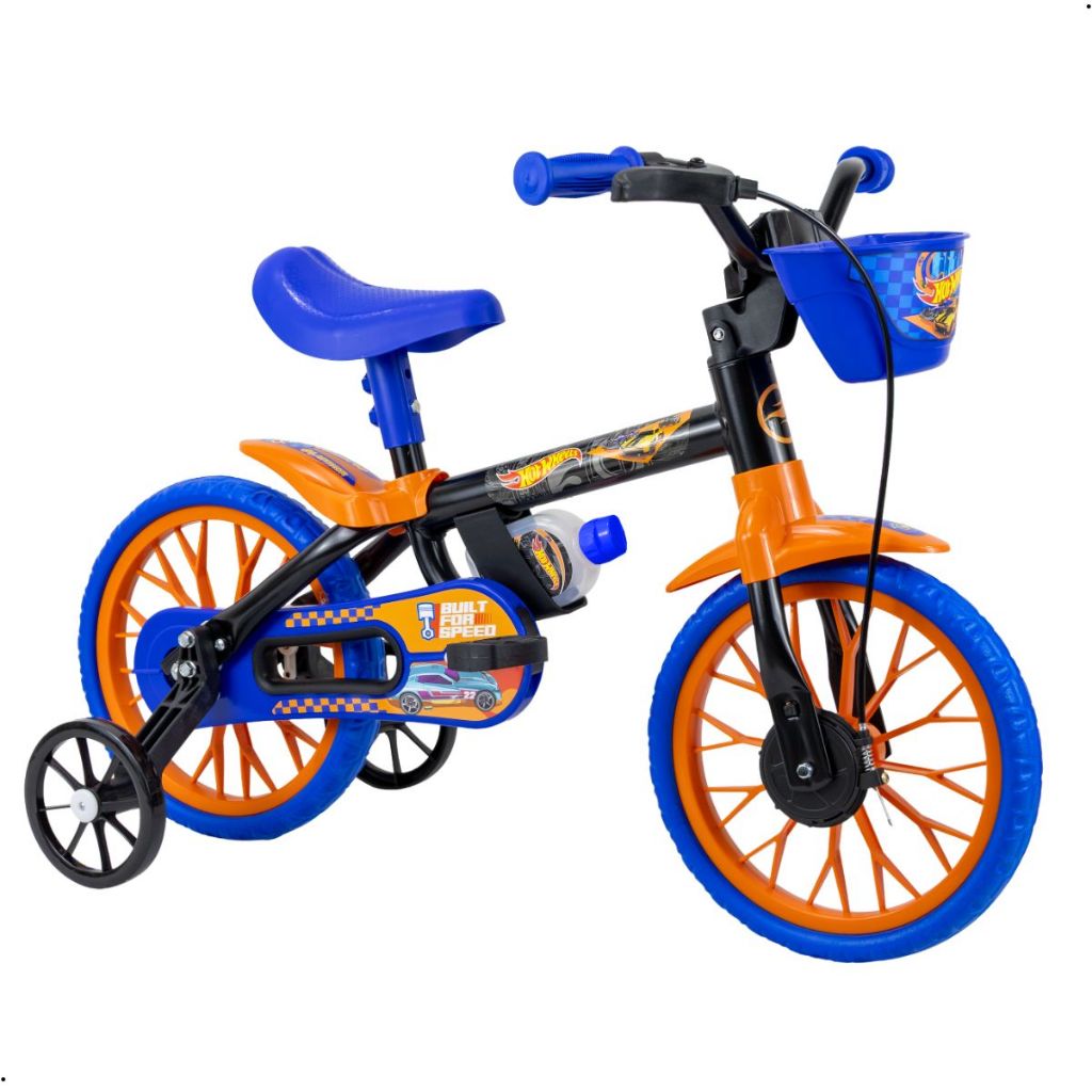 Bicicleta Hot Wheels Infantil Carro 3 anos Com rodinhas Nathor Aro 12