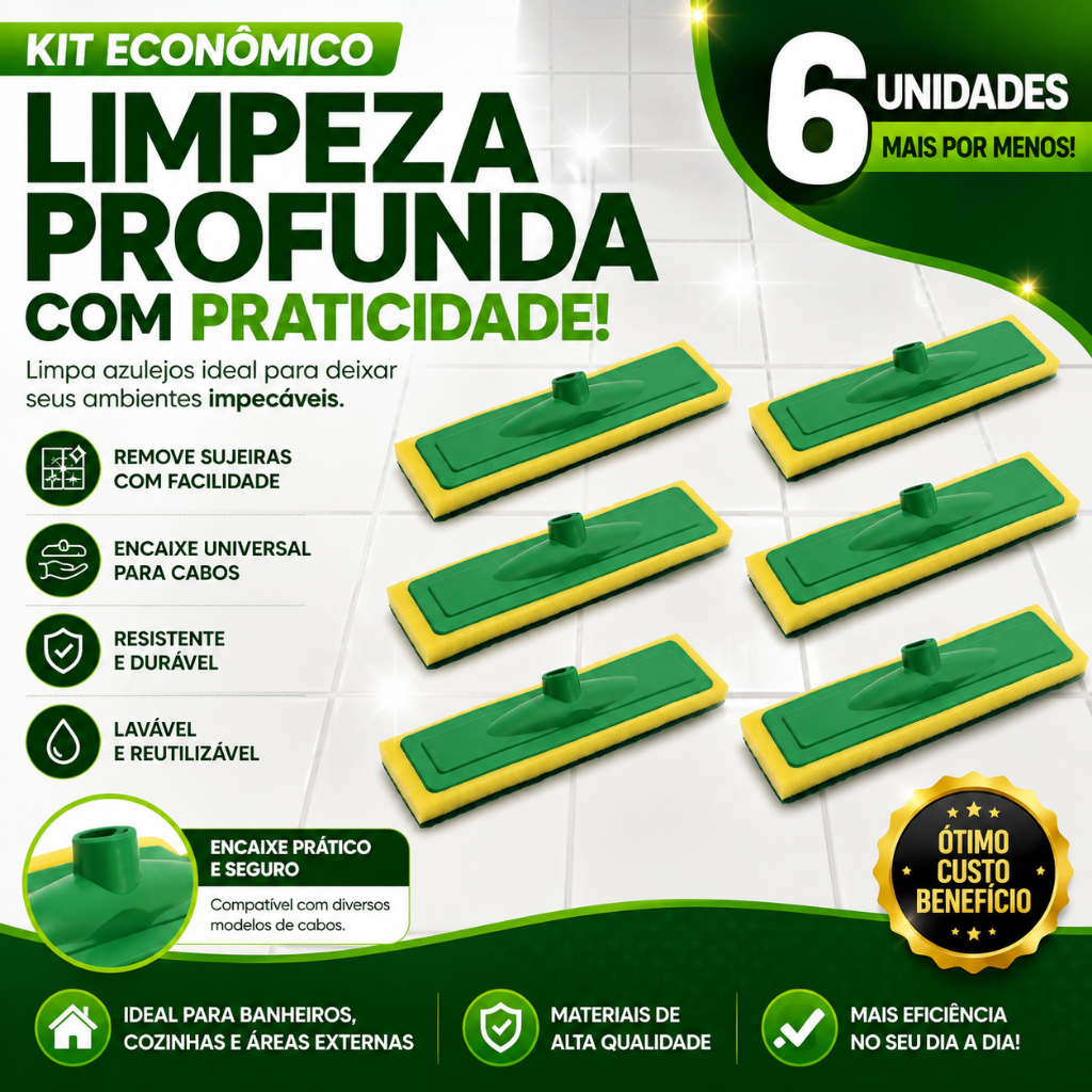 Kit 6 Esfregão Esponja Lava Piso Azulejo Fibra Para Limpeza Faxina Pesada