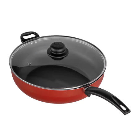 Imagem Frigideira Wok Antiaderente Profissional 32cm Com Tampa de Vidro Premium